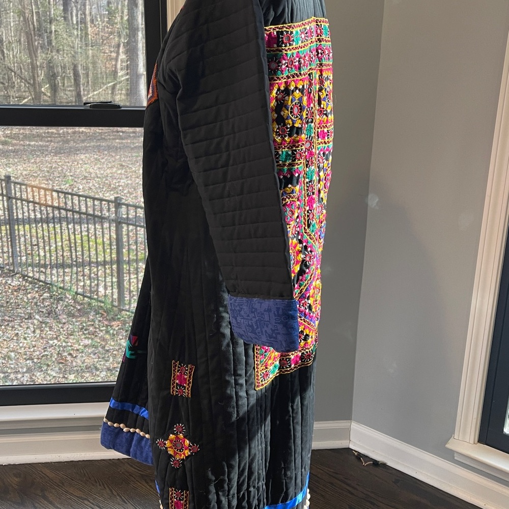 OS Boho Quilted Embroidered Coat - Picture 4 of 13